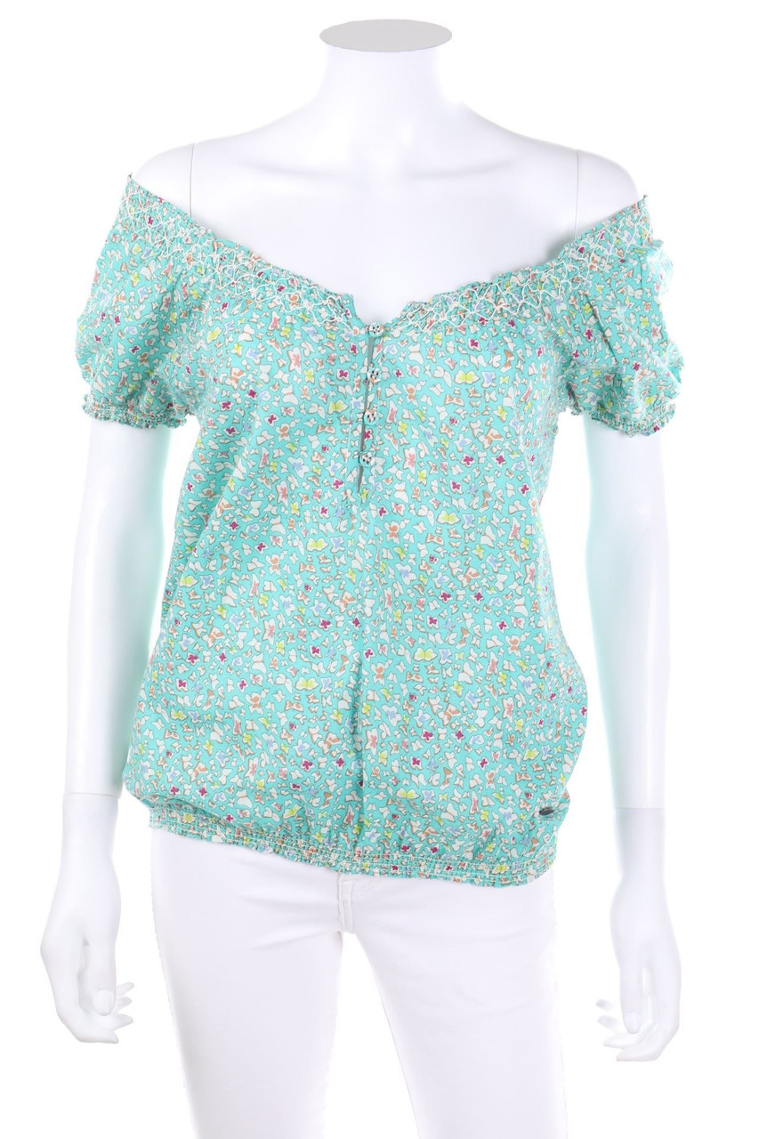NILE - Kurzarm-Tunika-Bluse mit Print - XS