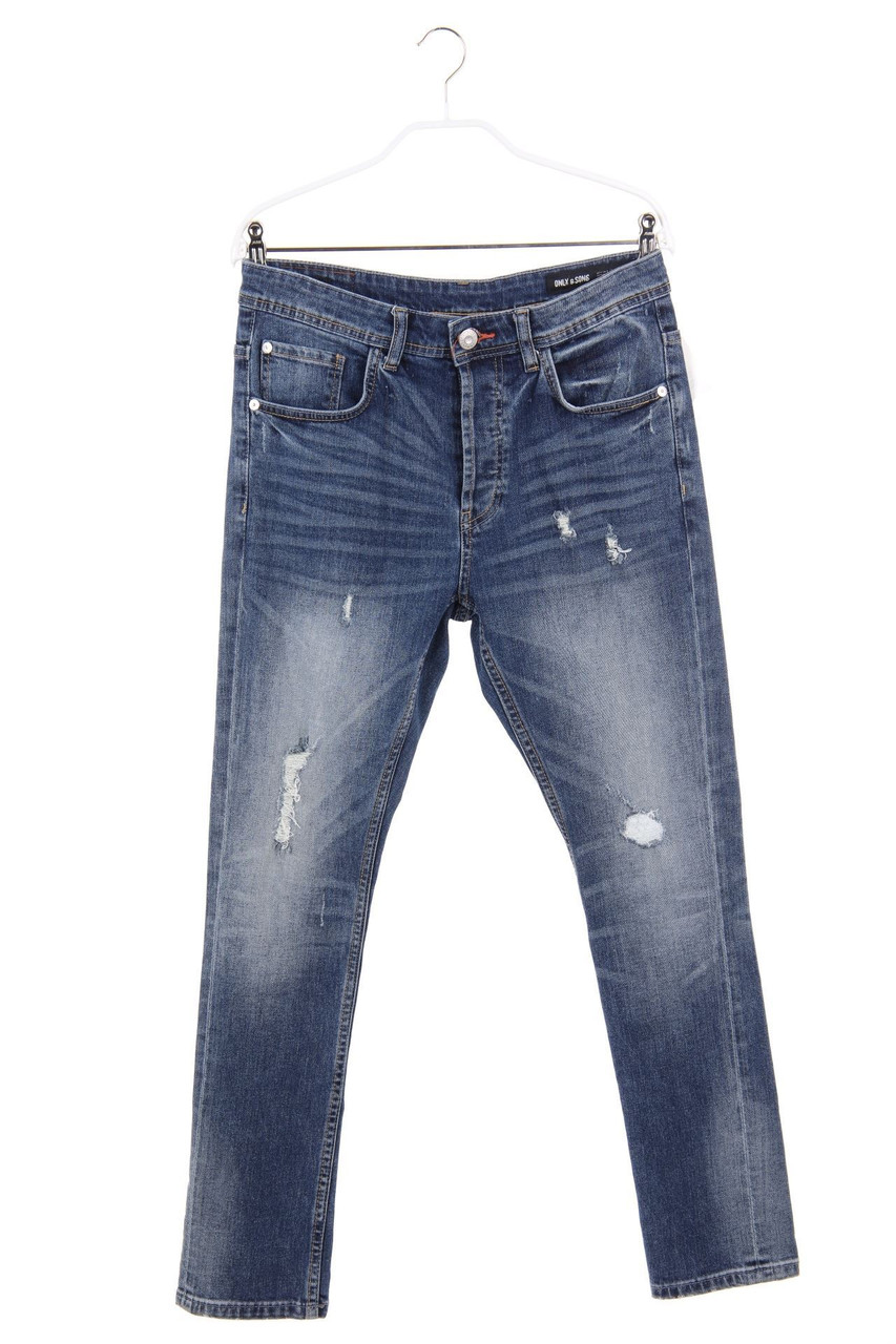 ONLY & SONS - Destroyed Straight Cut Jeans mit Stretch - W30
