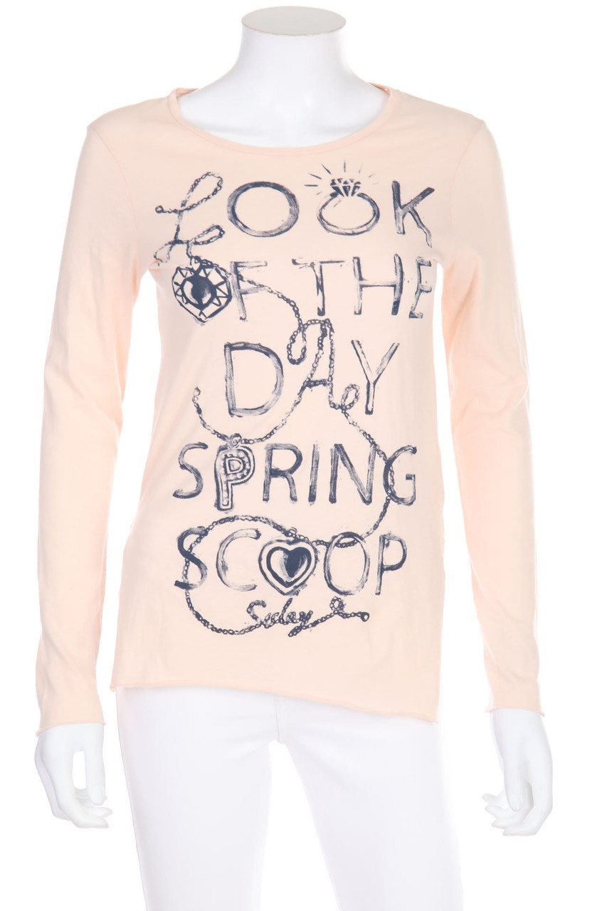 SISLEY - Longsleeve-Shirt mit Statement-Print - S