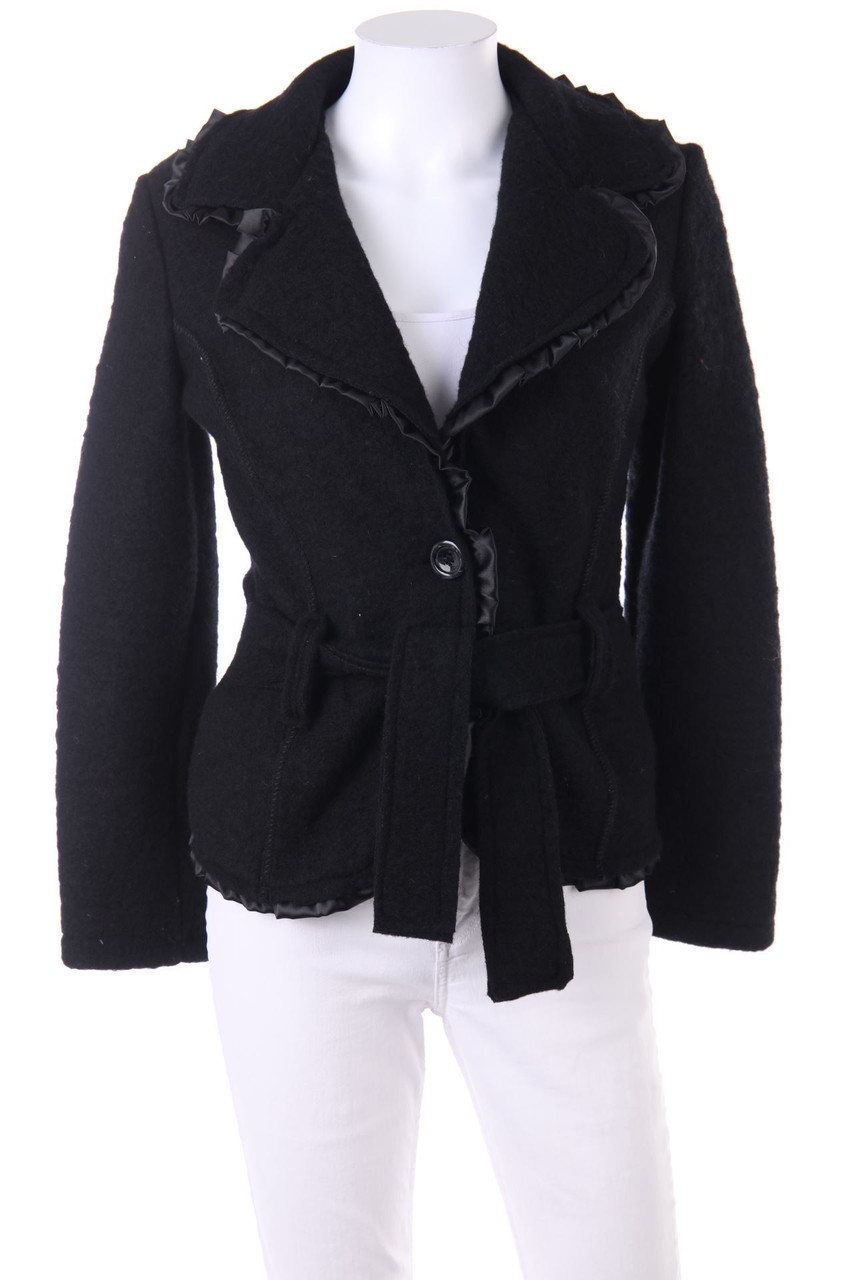 Ohne Label - Rüschen-Blazer-Jacke mit Wolle - M
