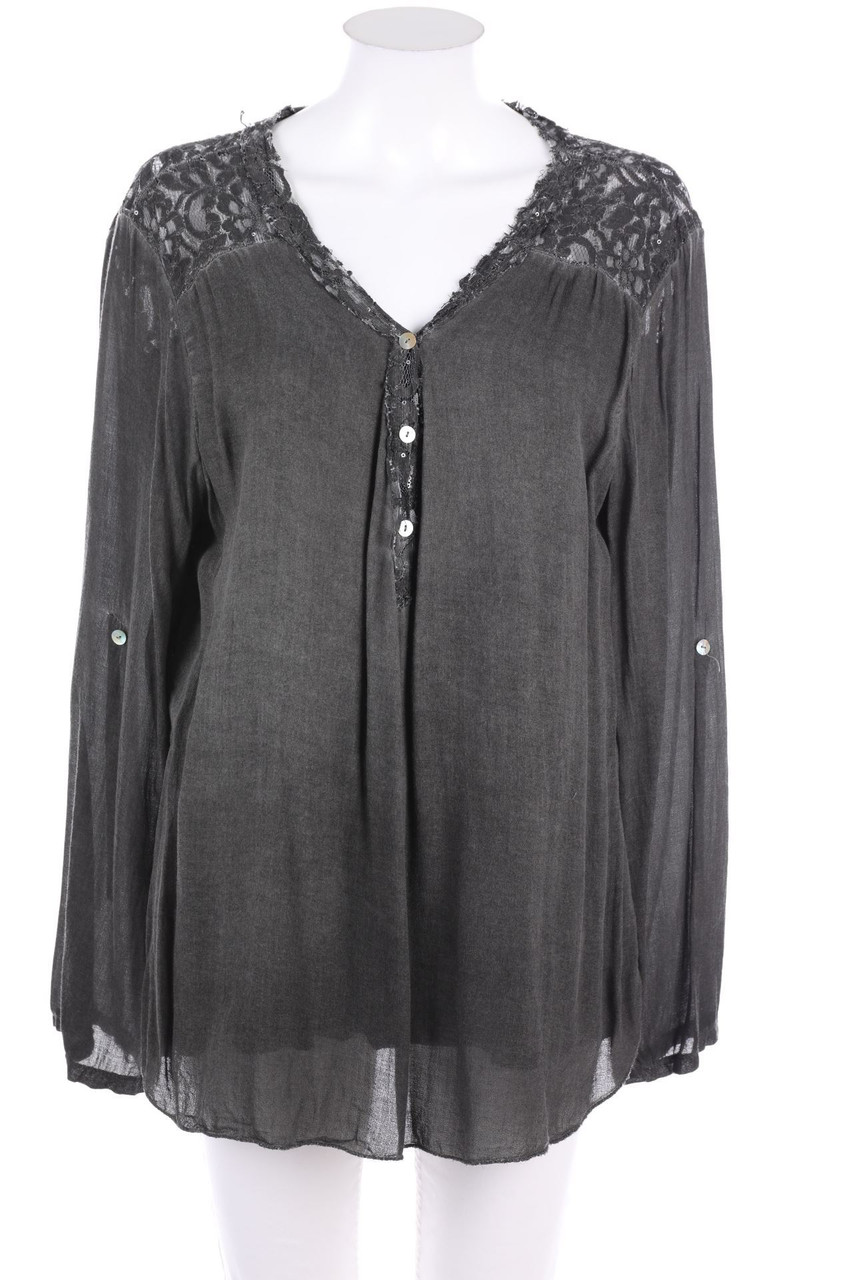 BLACKBOX - Basic-Bluse mit Spitzen-Einsatz - L