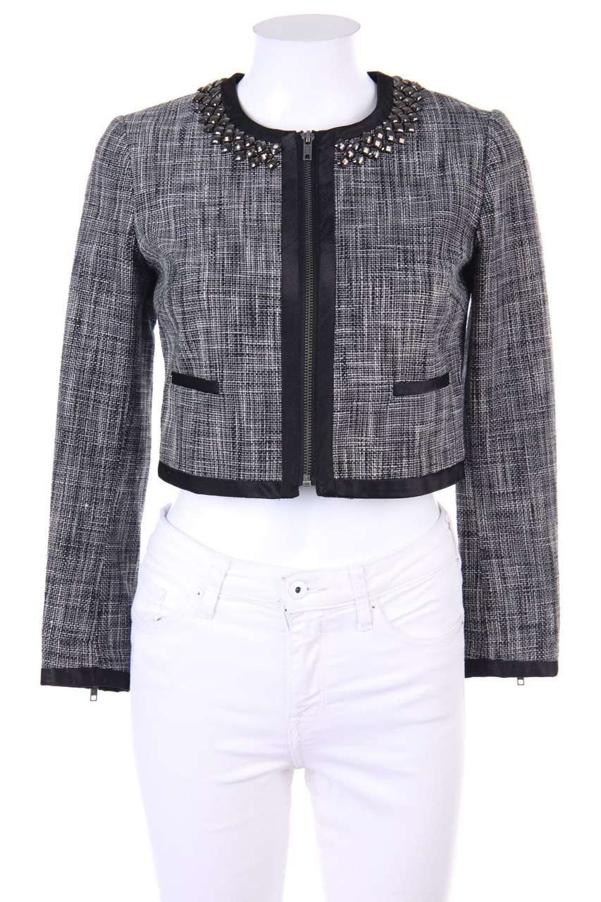 H&M - Cropped-Blazer mit Schmuckstein-Applikation - D 34