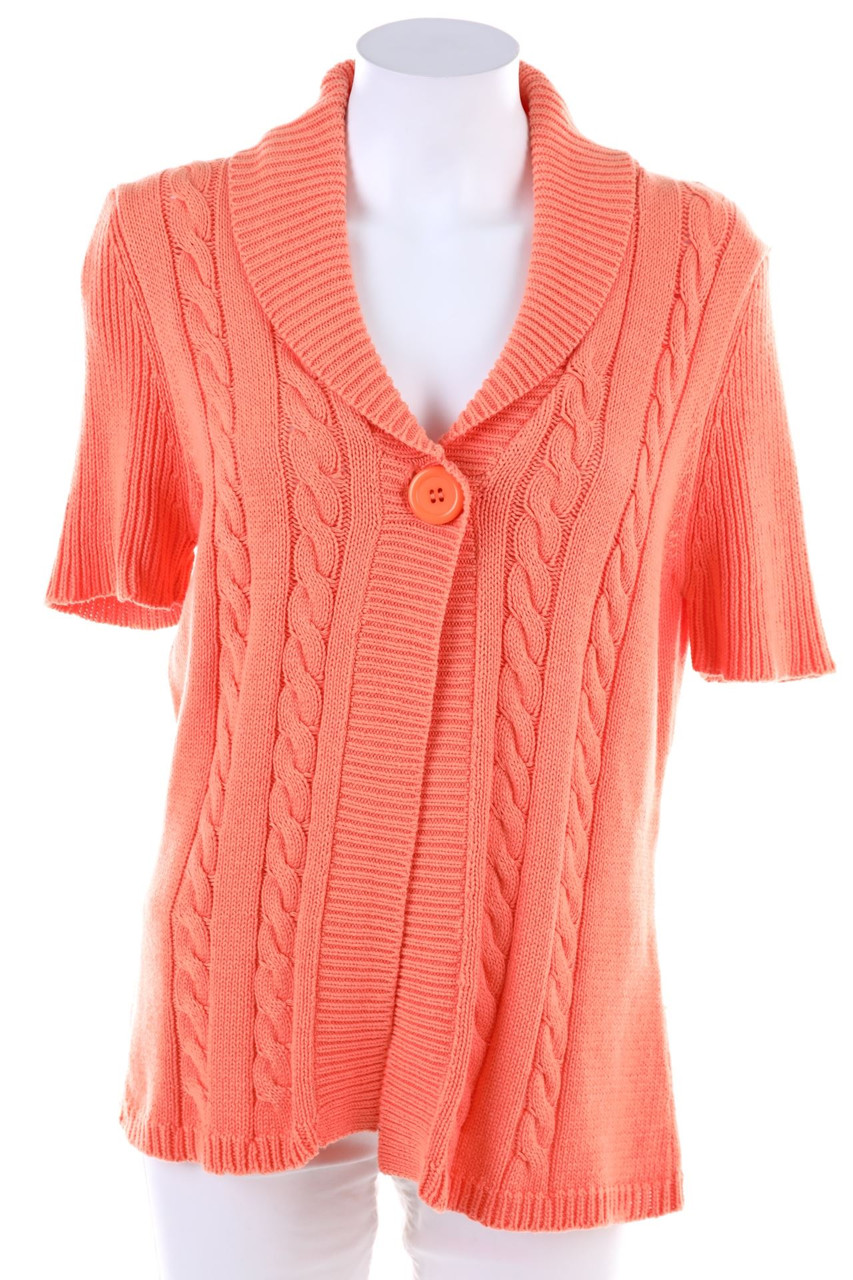 E.B. Design - Kurzarm-Cardigan mit Zopf-Muster aus Baumwolle - M