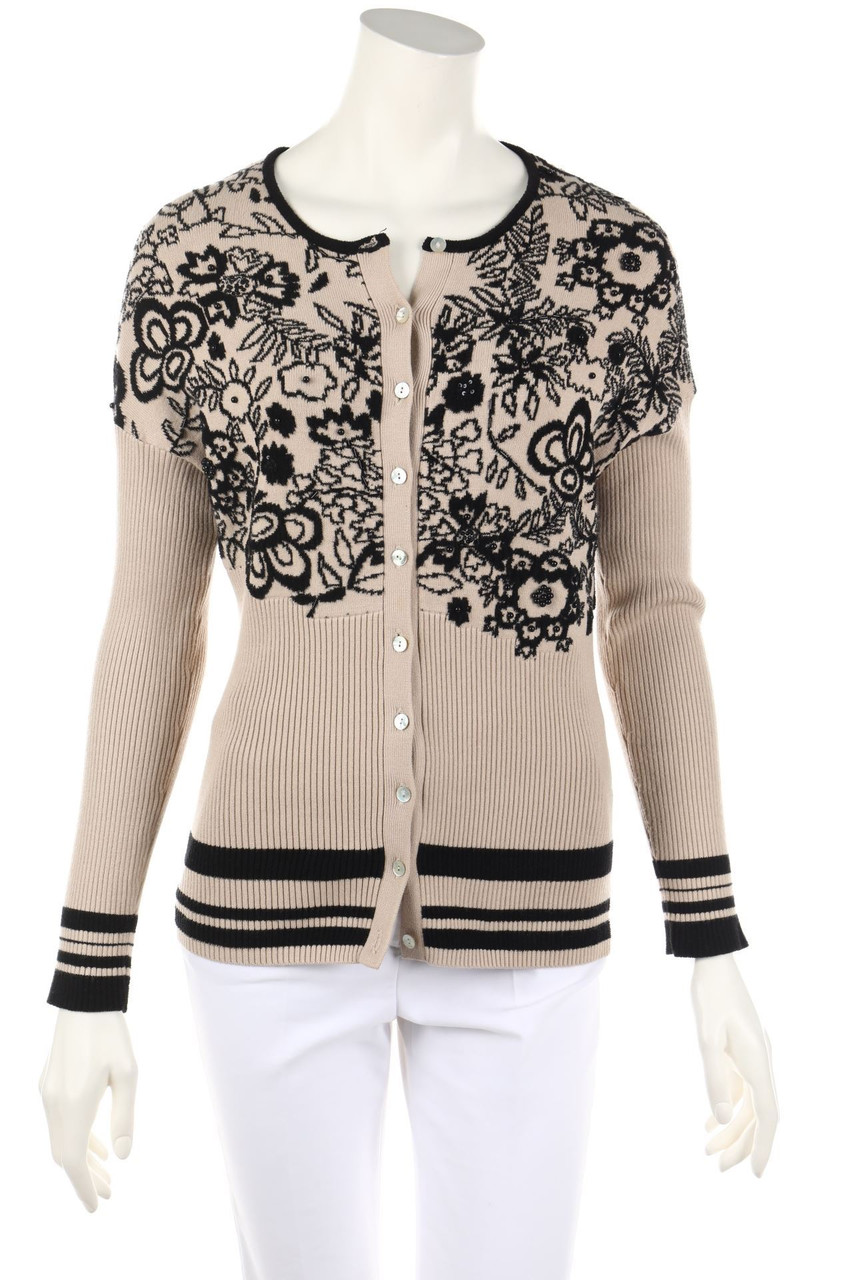 Etincelle - Cardigan aus Jacquard mit floralem Muster mit Perlen - D 38