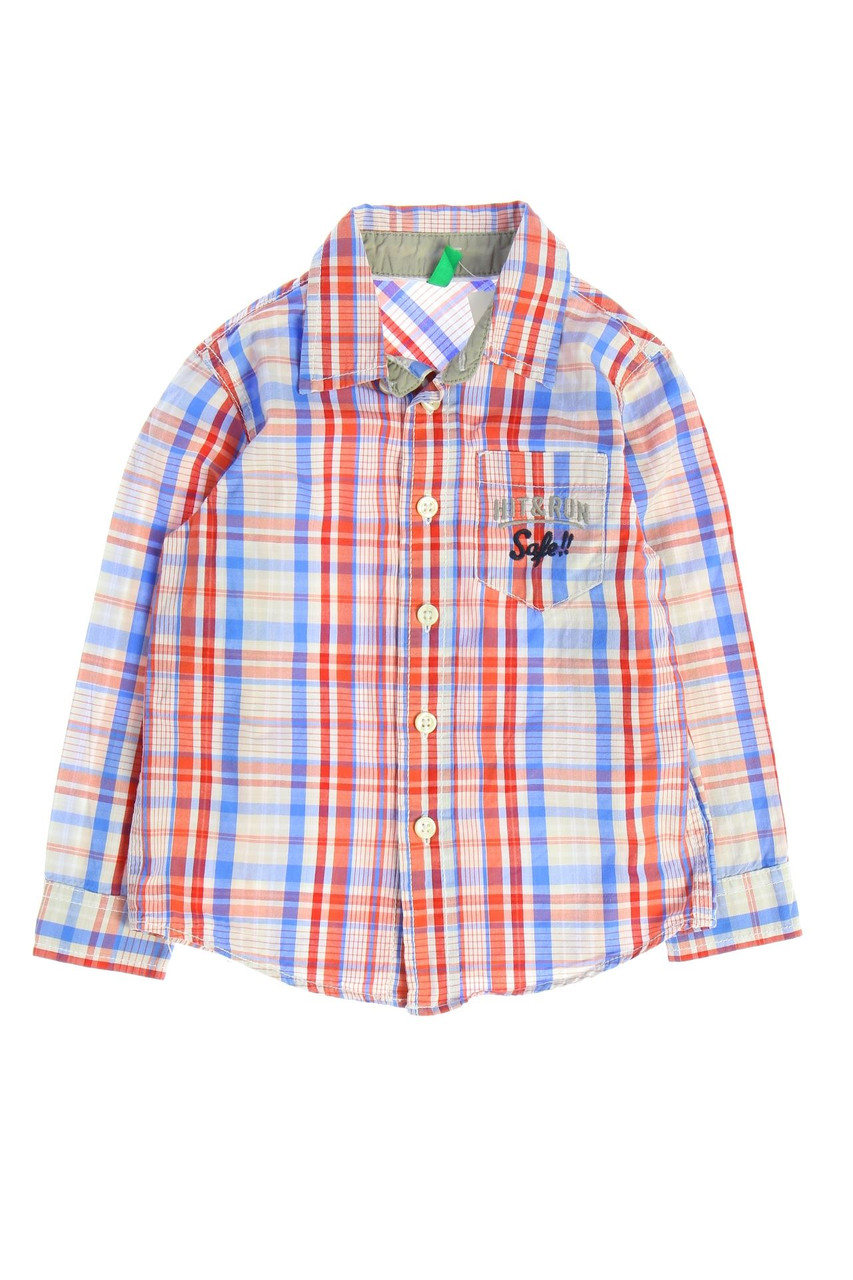 UNITED COLORS OF BENETTON - Karo-Hemd mit Stickereien - 140