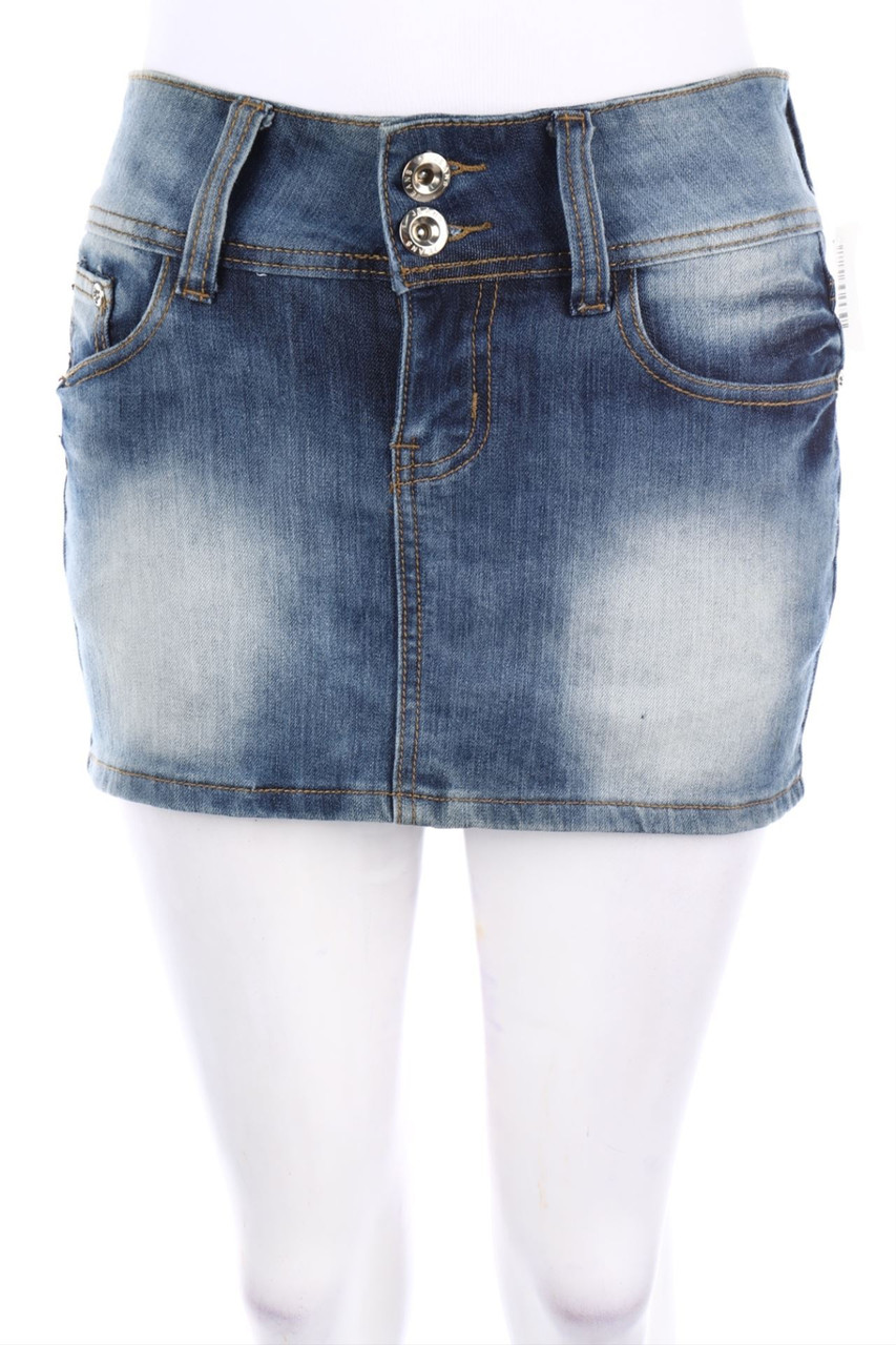 Ohne Label - Mini-Jeansrock im Used Look - M