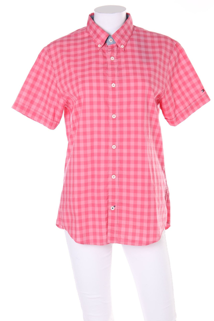 TOMMY HILFIGER - Kurzarm-Hemd mit Karo-Muster aus Baumwolle mit Logo-Stickerei - S