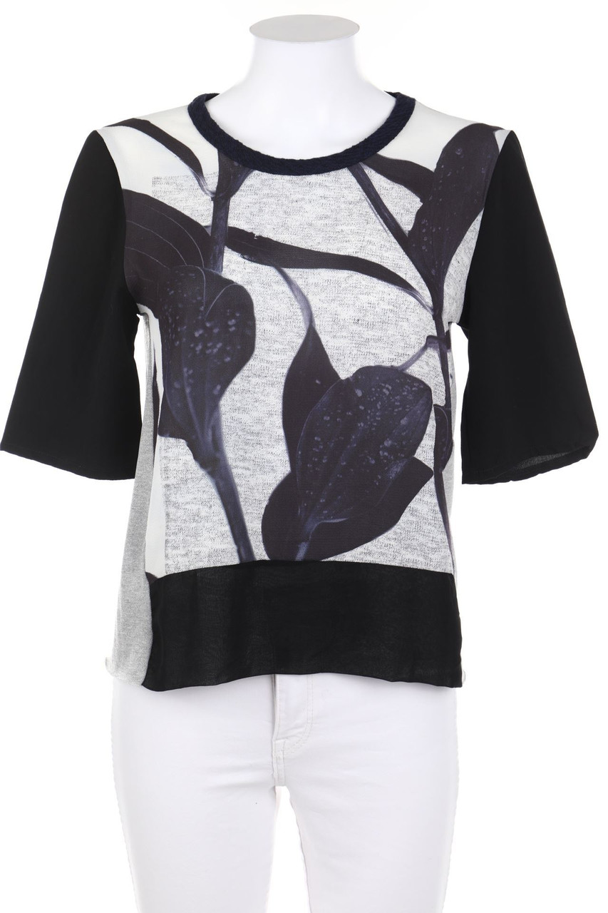 ZARA W&B - Kurzarm-Bluse mit Print - S