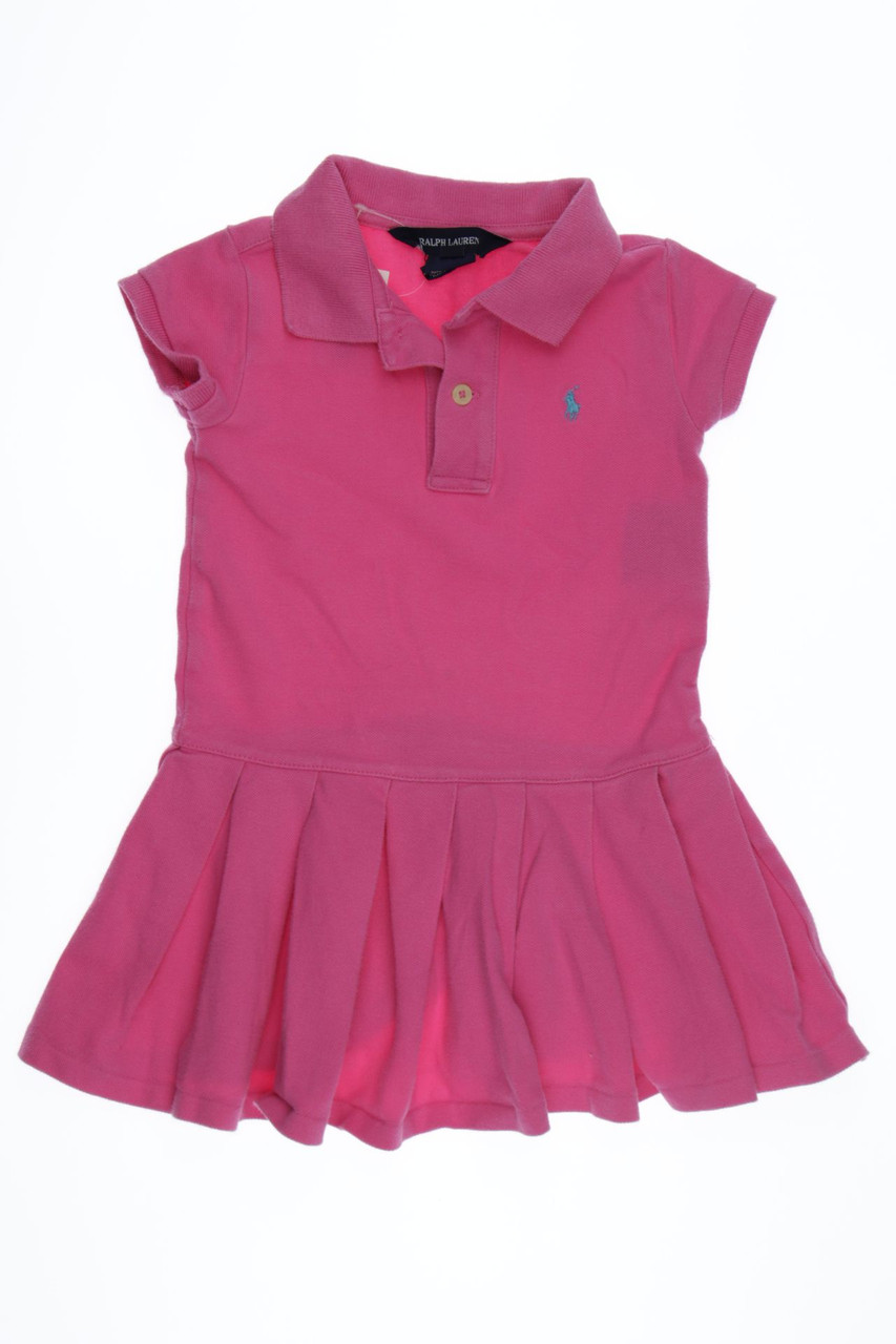 RALPH LAUREN - Baumwoll-Falten-Kleid mit Logo-Stickerei - 98