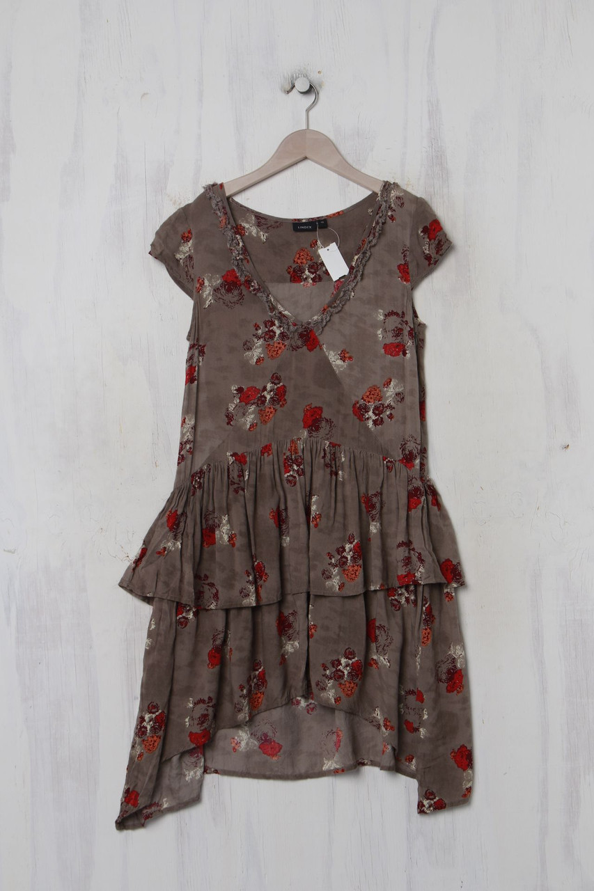 LINDEX - Print-Kleid im Layer Look mit Rüschen - D 40