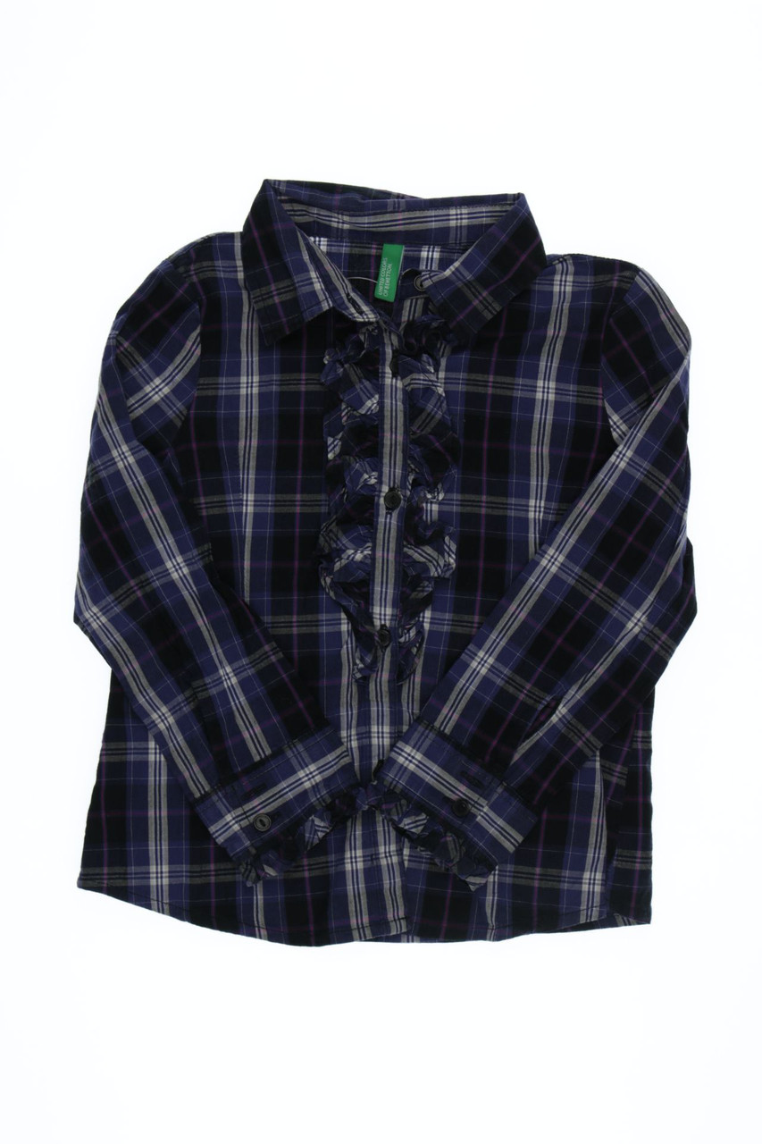 UNITED COLORS OF BENETTON - Karo-Bluse mit Rüschen - 104