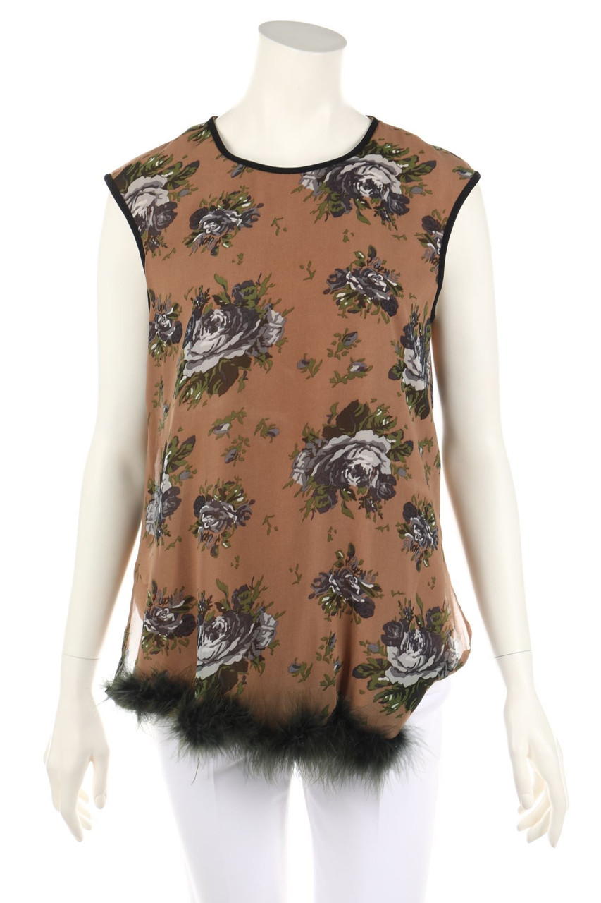 TWINSET - Top mit floralem Muster mit Logo-Plakette - M