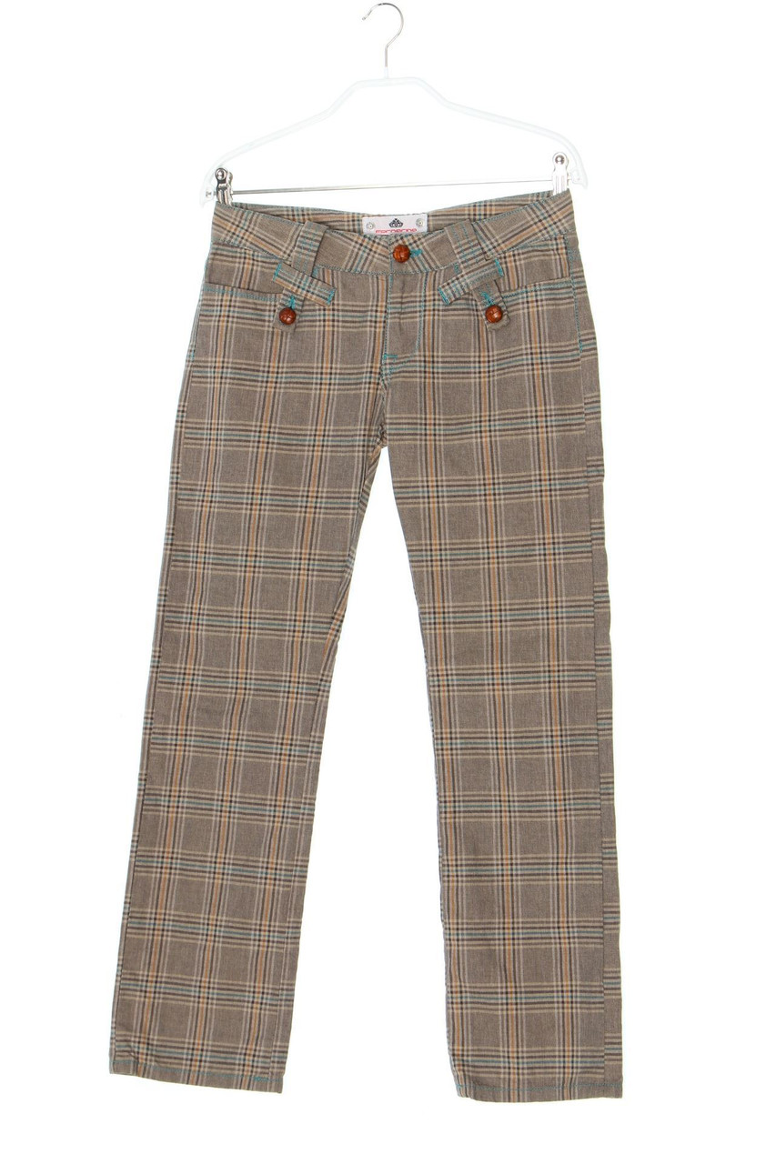 Fornarina - Karo-Hose mit Logo-Plakette - M