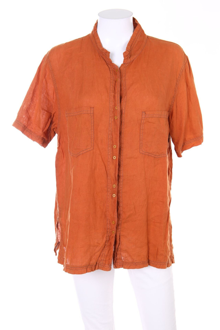 NILE Sportswear - Kurzarm-Bluse aus Leinen mit aufgesetzten Taschen - S