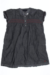 TOMMY HILFIGER - Baumwoll-Kleid mit Logo-Stickerei mit Puffärmeln - 116