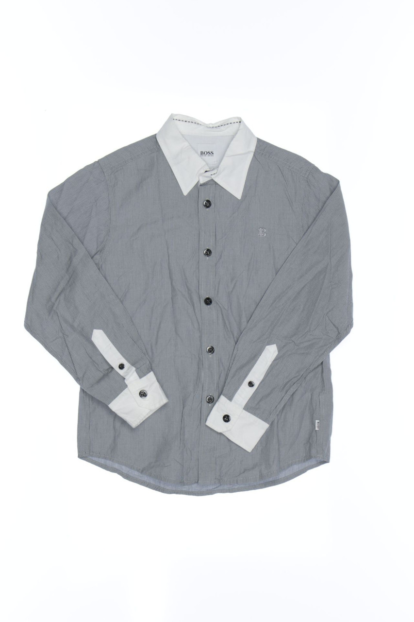 BOSS HUGO BOSS - Streifen-Hemd aus Baumwolle mit Logo-Stickerei - 128
