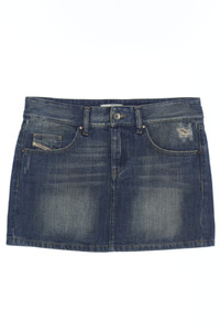 DIESEL - Jeans-Rock im Used Look mit Logo-Patch - 164