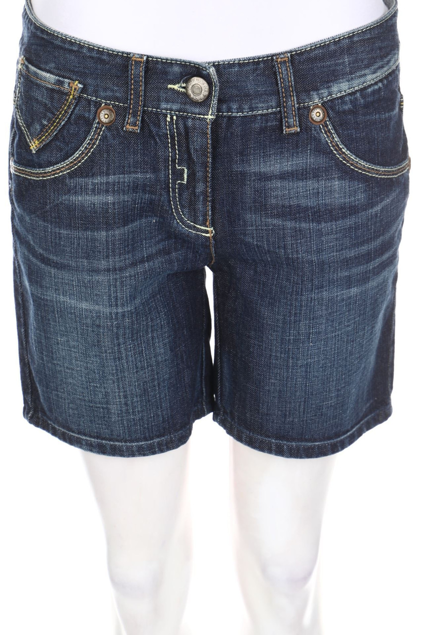 SISLEY - Denim-Faux Leather-Shorts - D 36