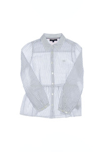 TOMMY HILFIGER - Streifen-Bluse aus Baumwolle mit Logo-Stickerei mit Raffungen - 140