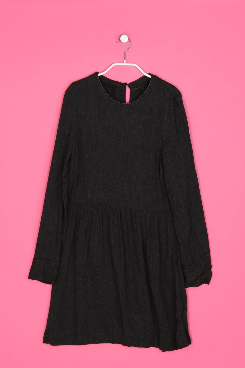 ZARA WOMAN - Kleid mit Kunstleder-Details mit Raffungen - S