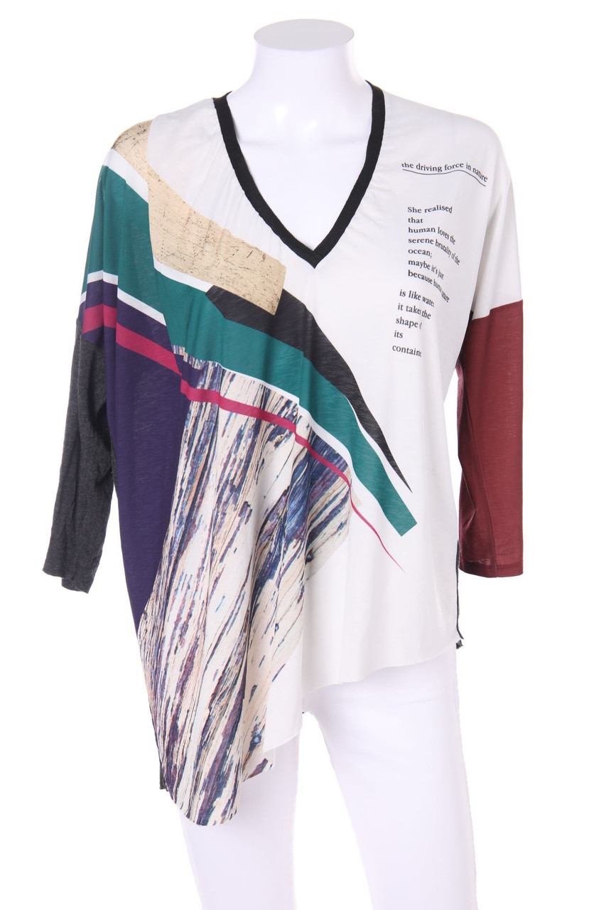 ZARA W&B - Long-Longsleeve-Shirt mit Print - M