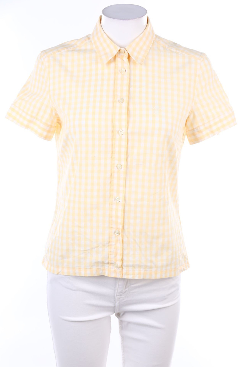 GANT - Kurzarm-Bluse mit Logo-Stickerei mit Karo-Muster - D 36