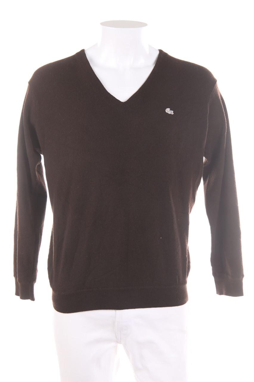 LACOSTE - Schurwoll-Pullover mit V-Neck mit Logo-Applikation - XL