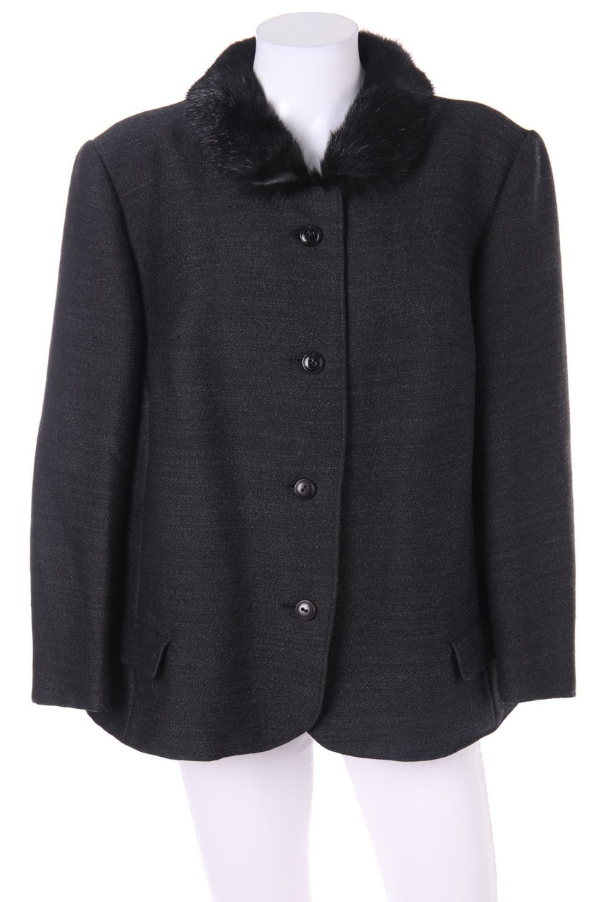 Ohne Label - 60s-Vintage-Blazer-Jacke mit Nerzkragen - D 44