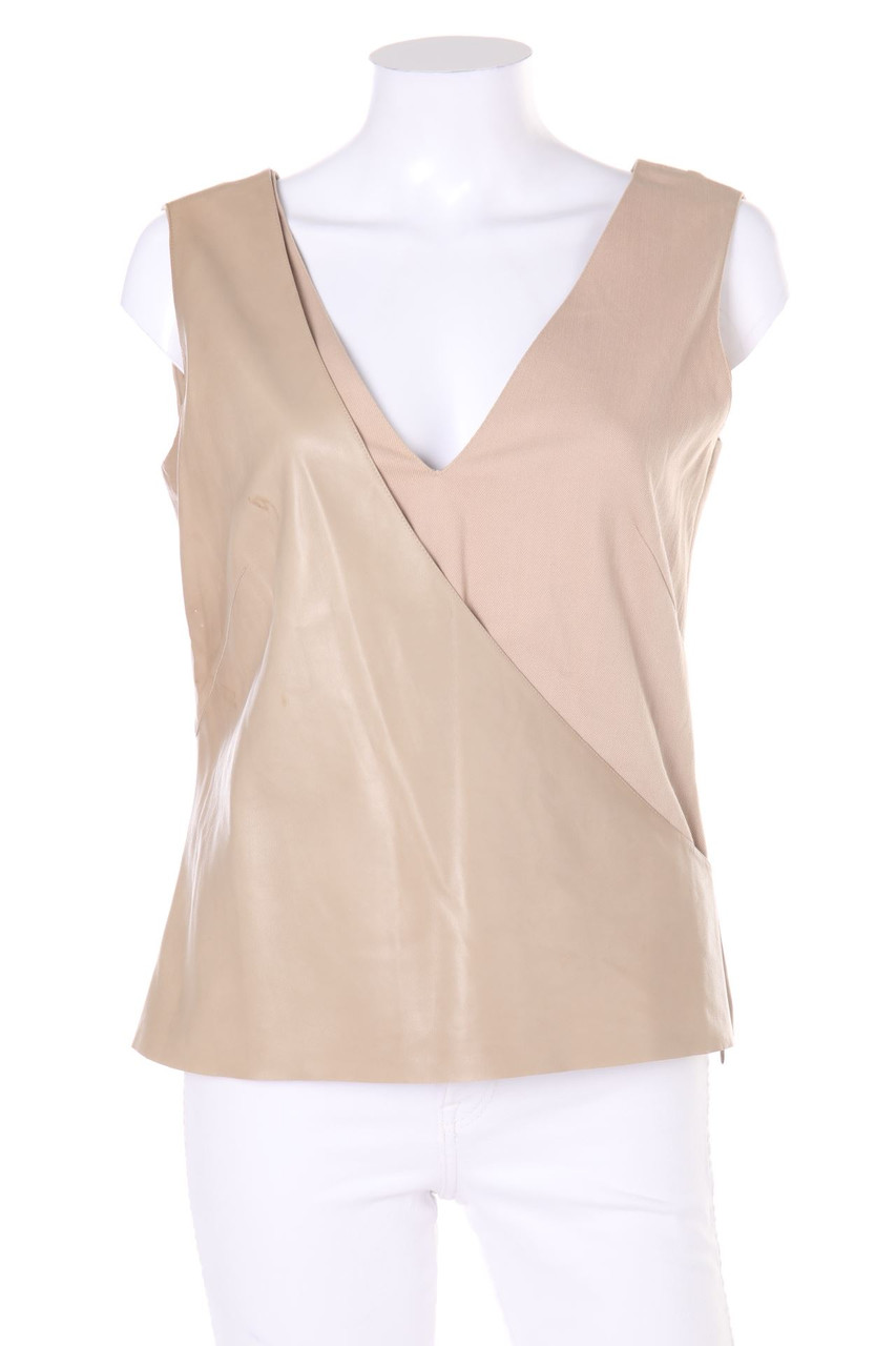 AKRIS - Top im Layer Look mit Leder-Details - D 36