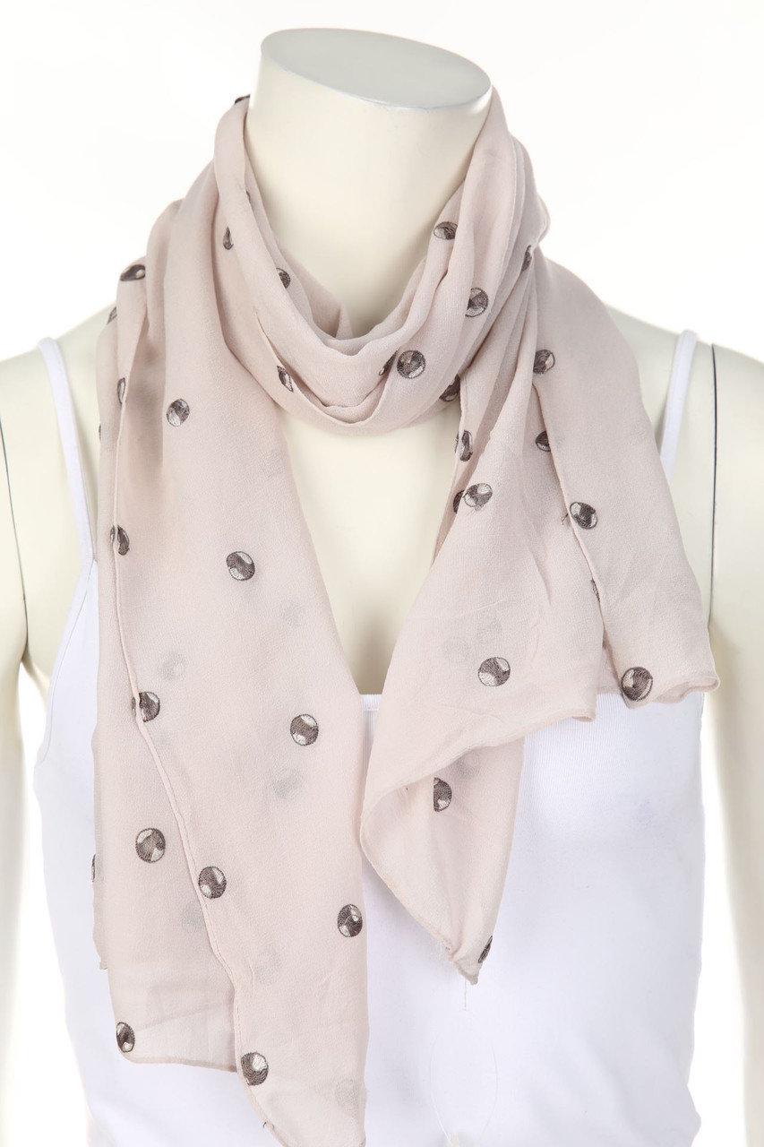 Ohne Label - Seiden-Schal mit Stickereien