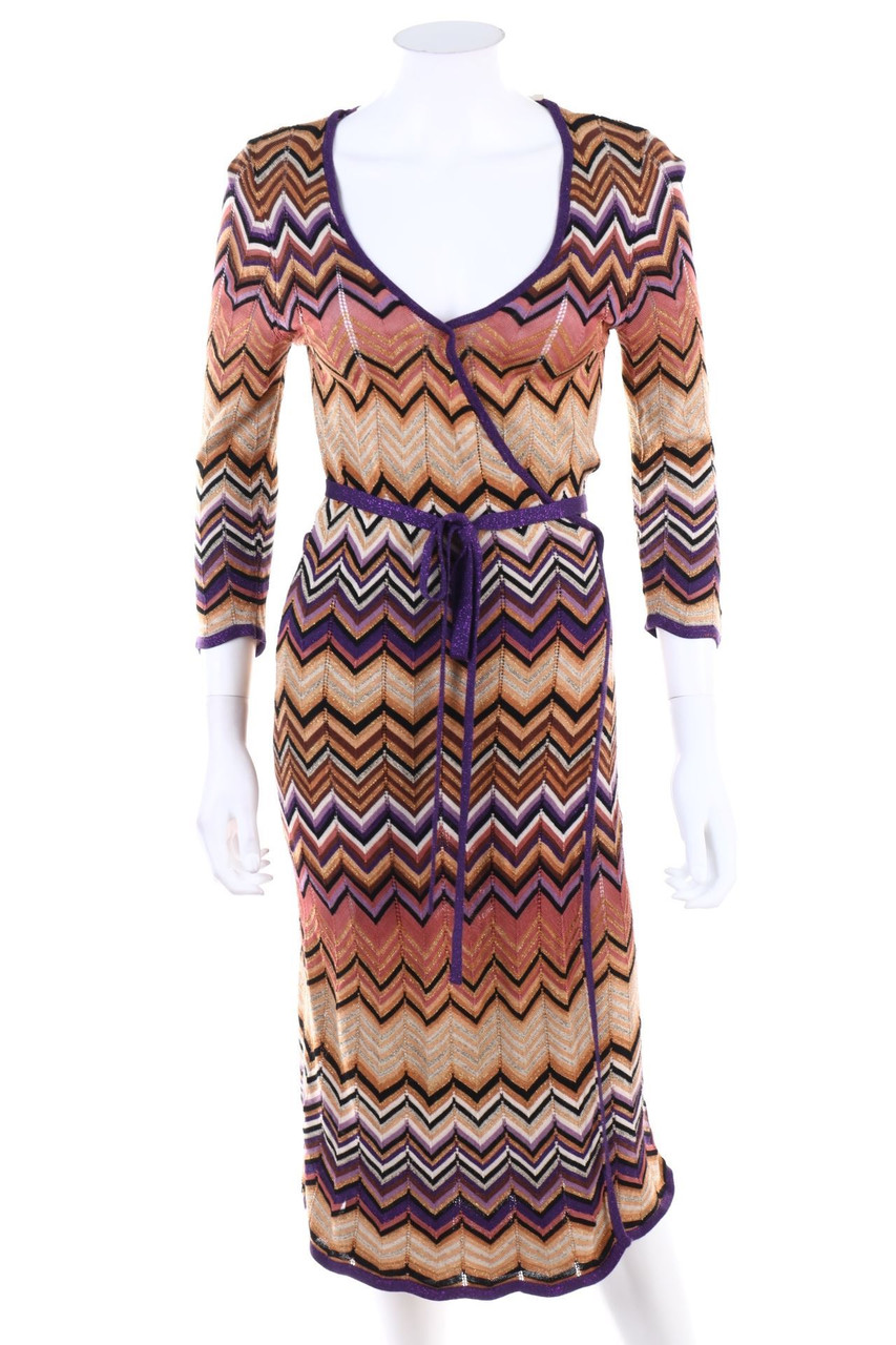 MISSONI LINDEX - Wickel-Strick-Maxi-Kleid aus Viskose mit Zickzack-Muster - S