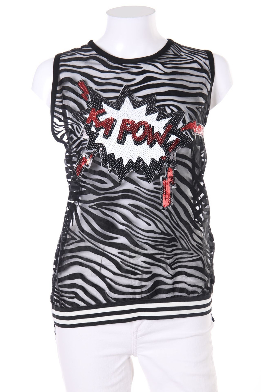 KATE by LALTRAMODA - Mesh-Top aus Viskose mit Pailletten - D 40-42