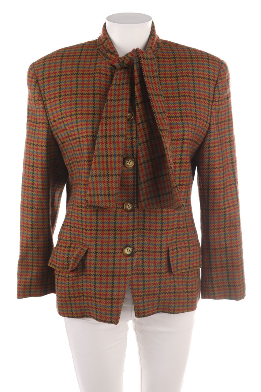 CARLA CARINI - Woll-Blazer mit Karo-Muster mit Schluppe - D 34