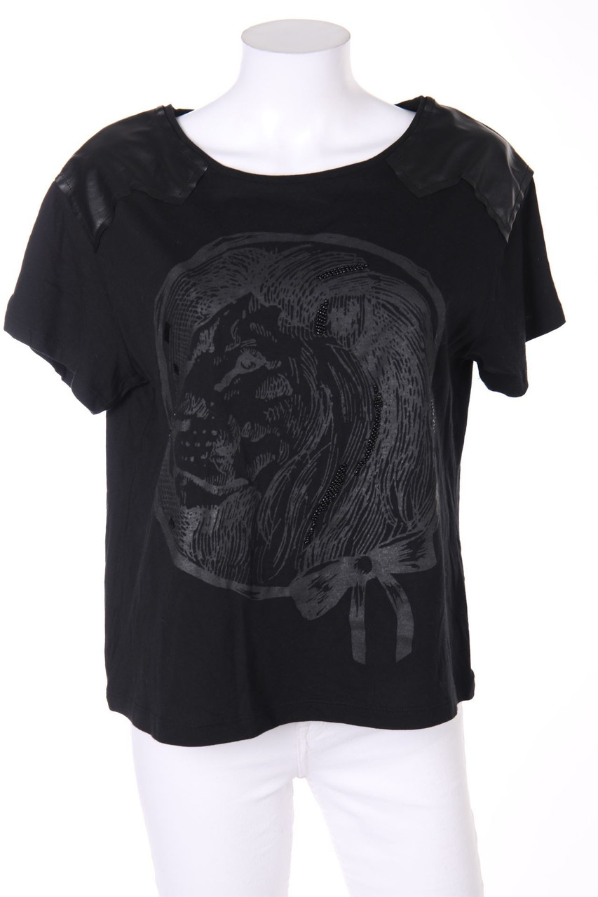 MDLR for MANGO - Kurzarm-Shirt mit Kunstleder-Details - S