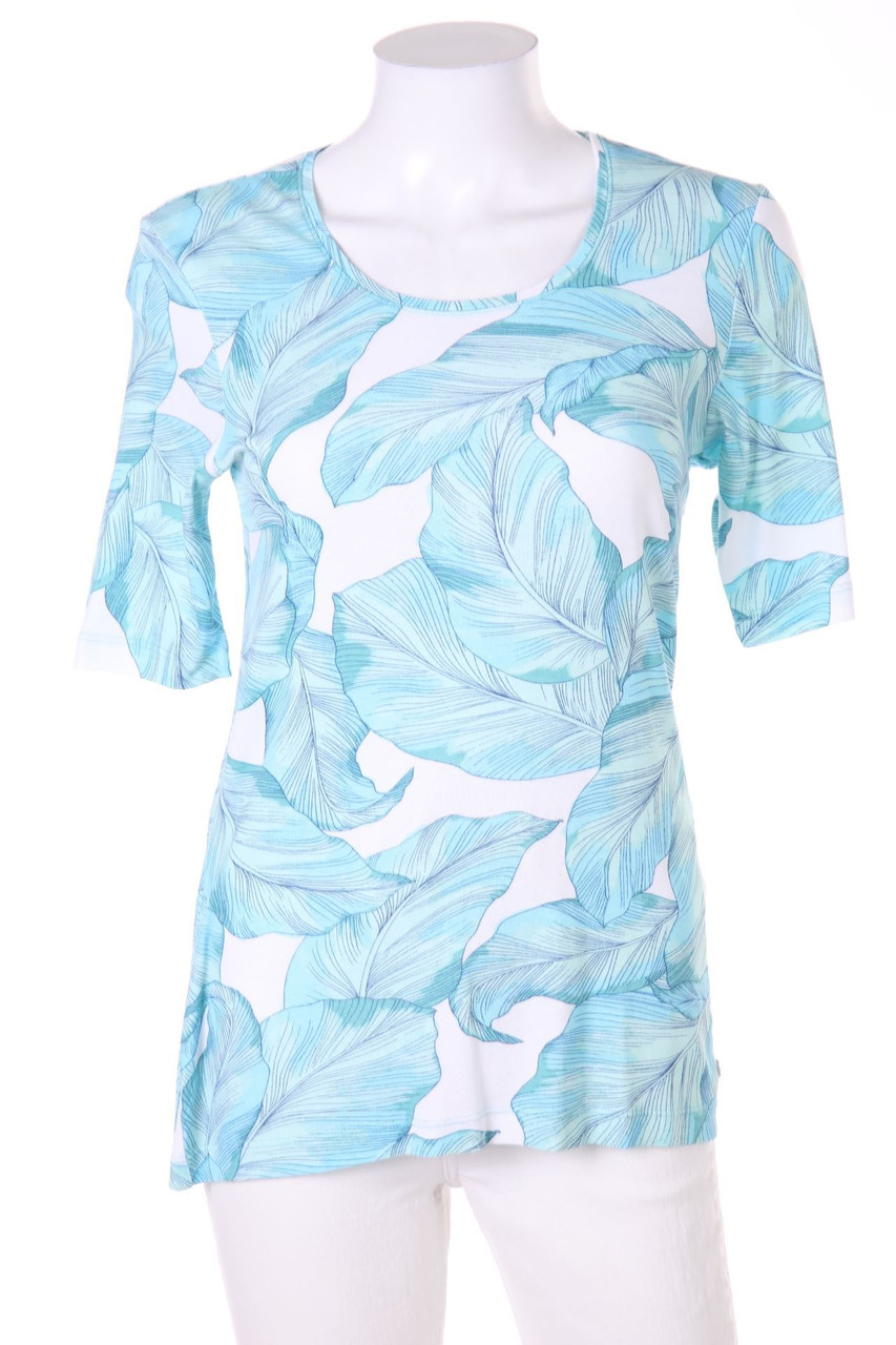 olsen - Kurzarm-Shirt mit Print mit Logo-Plakette - D 38