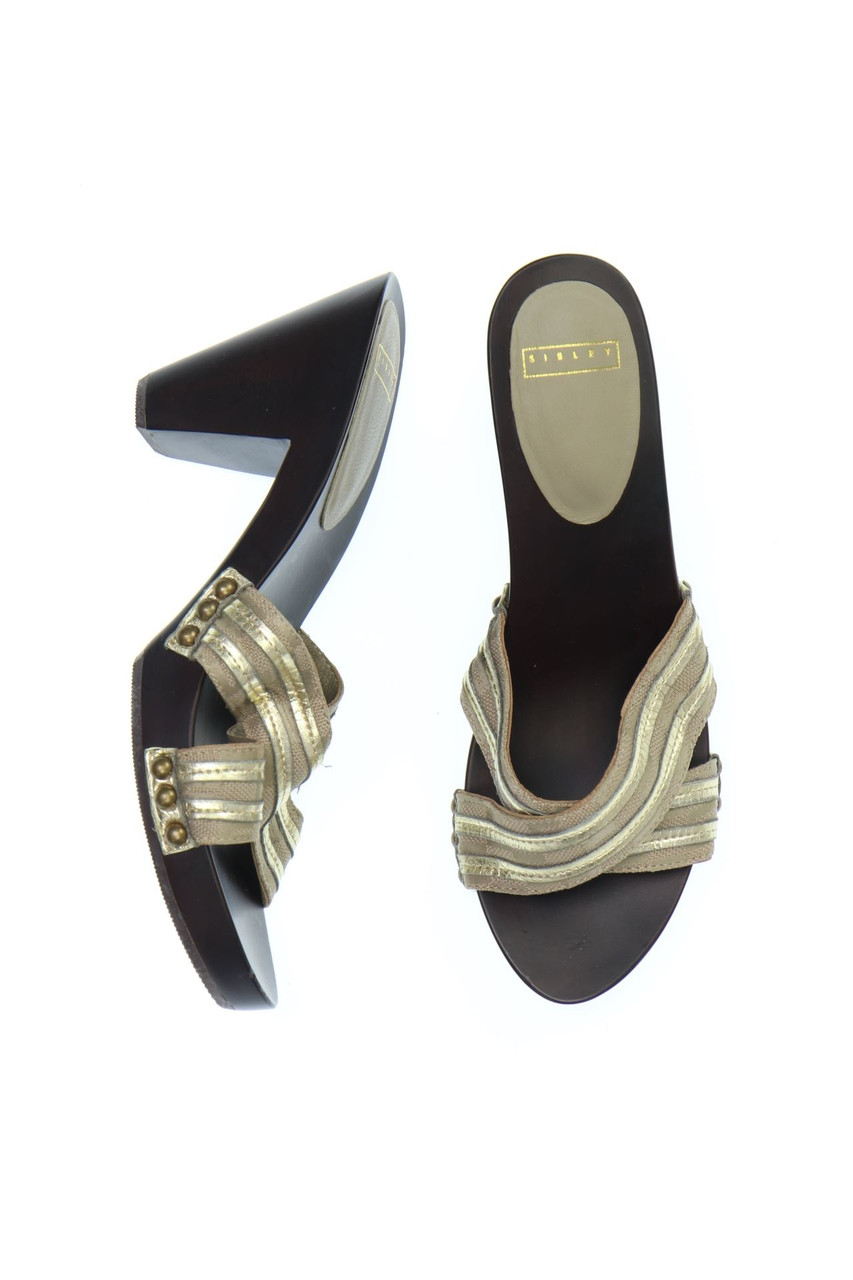 SISLEY - Mules mit Metallic-Effekt mit Kunstleder-Details