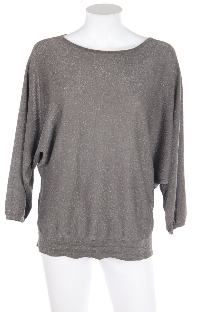 Elégance - Batwing-Pullover aus Seiden-Mischung mit Metallic-Effekt - M
