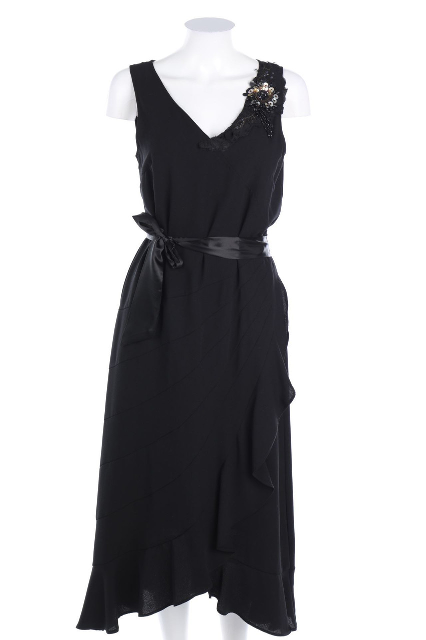 together - Volants-Kleid in Wickel-Optik mit Schmuckstein-Applikation - D 38