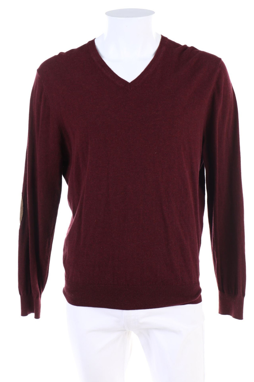 Massimo Dutti - V-Neck-Pullover mit Elbow Patches - L