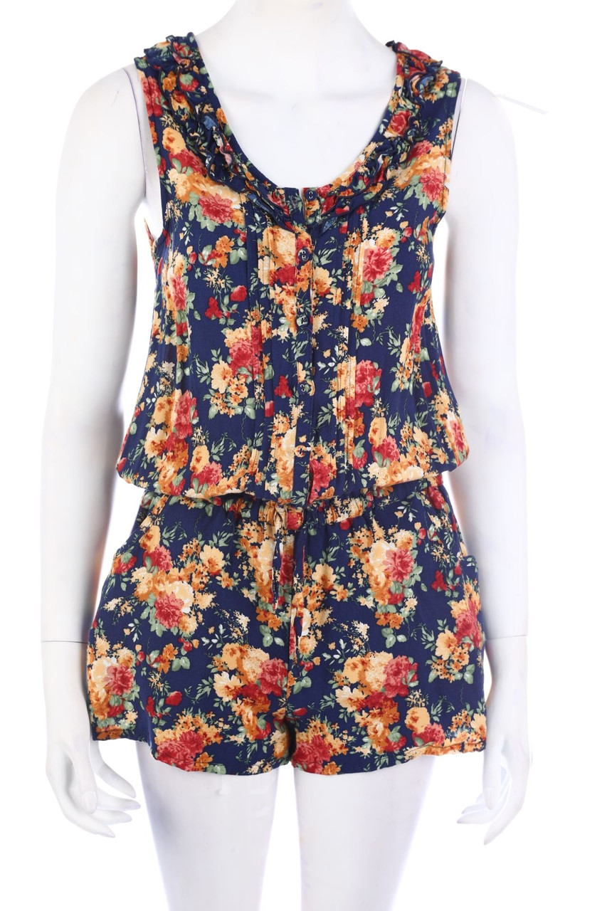 Ohne Label - Playsuit mit floralem Muster mit Biesen - S