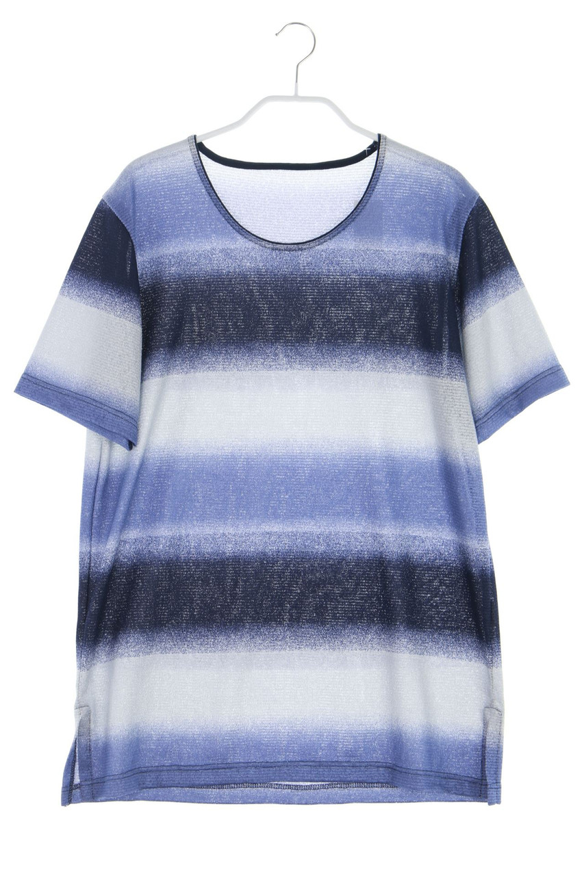 Ohne Label - Strick-Kurzarm-Shirt mit Streifen - D 36