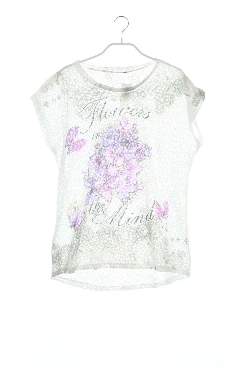 Ohne Label - Kurzarm-Shirt mit floralem Muster - L