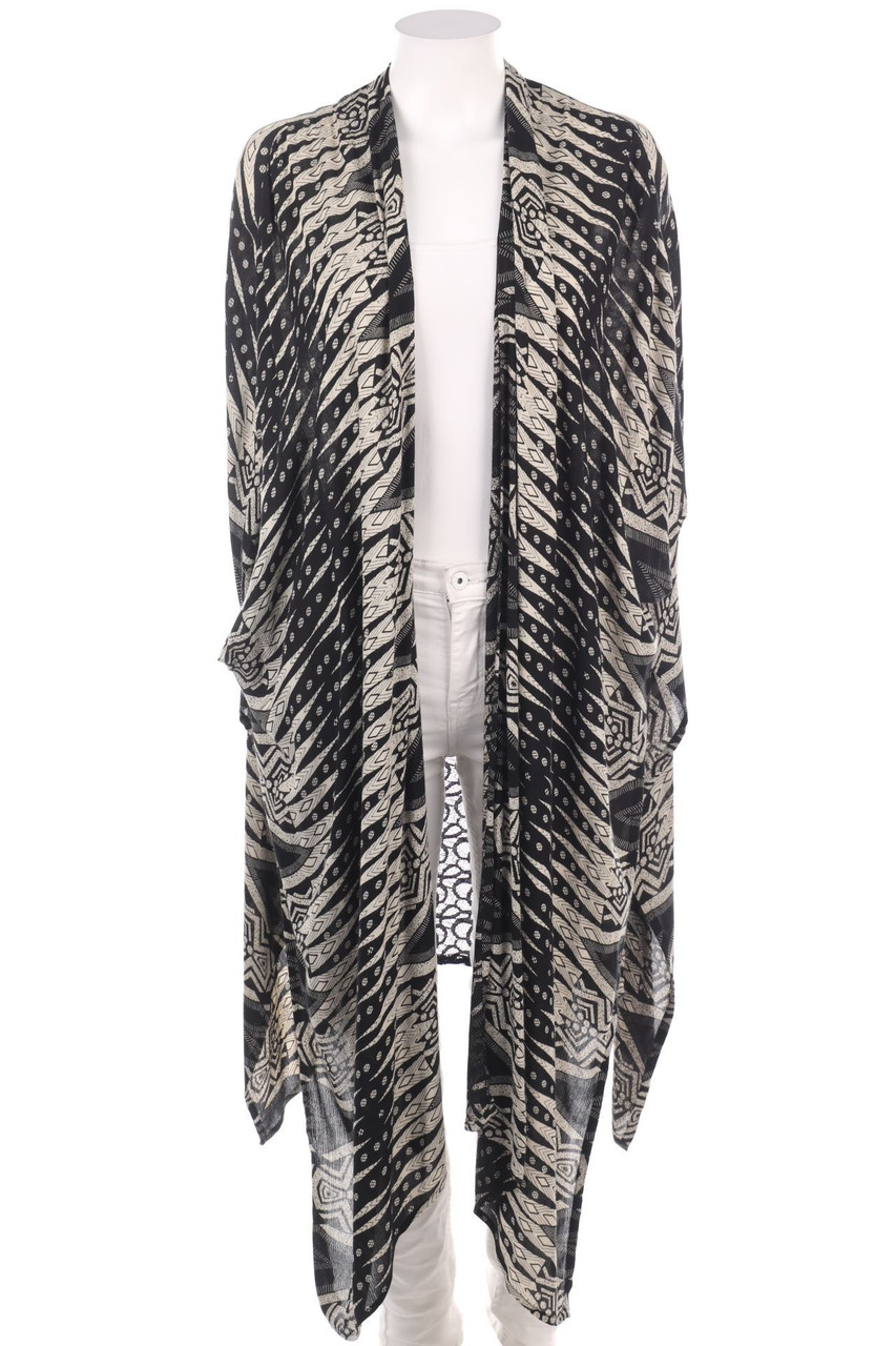 Ohne Label - Muster-Kimono mit Spitzen-Einsatz - ONE SIZE