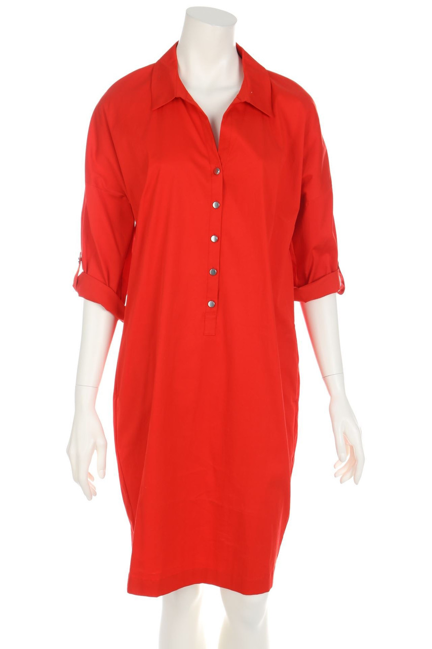 claudia sträter - Kleid aus Baumwoll-Mix mit Schmuck-Knöpfen - D 40