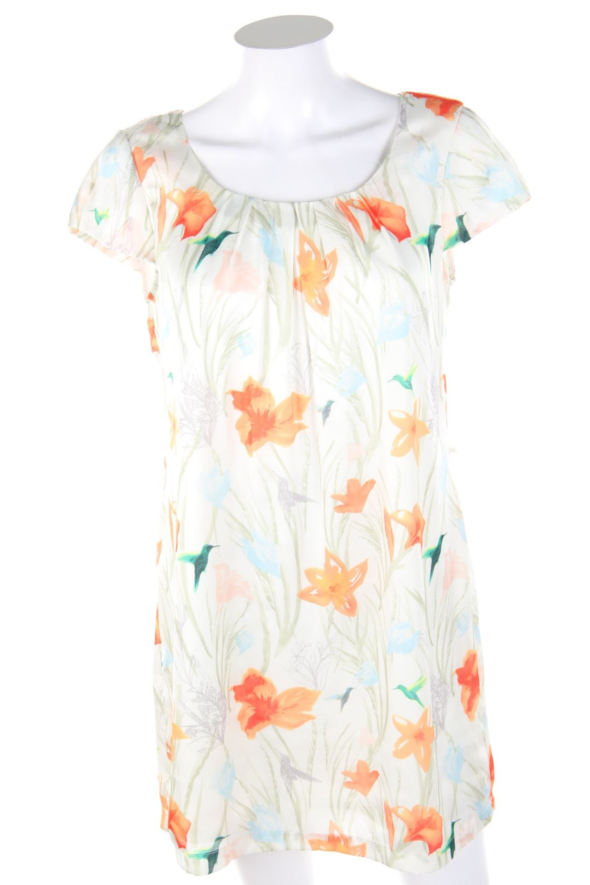H&M - Satin-Kleid mit Blumen-Print mit Raffungen - D 38