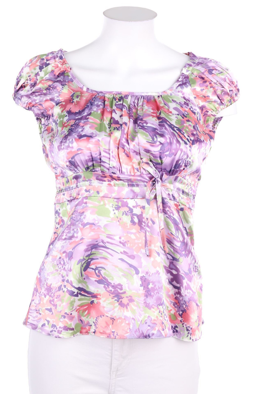 Ohne Label - Satin-Bluse mit Schleife - D 38