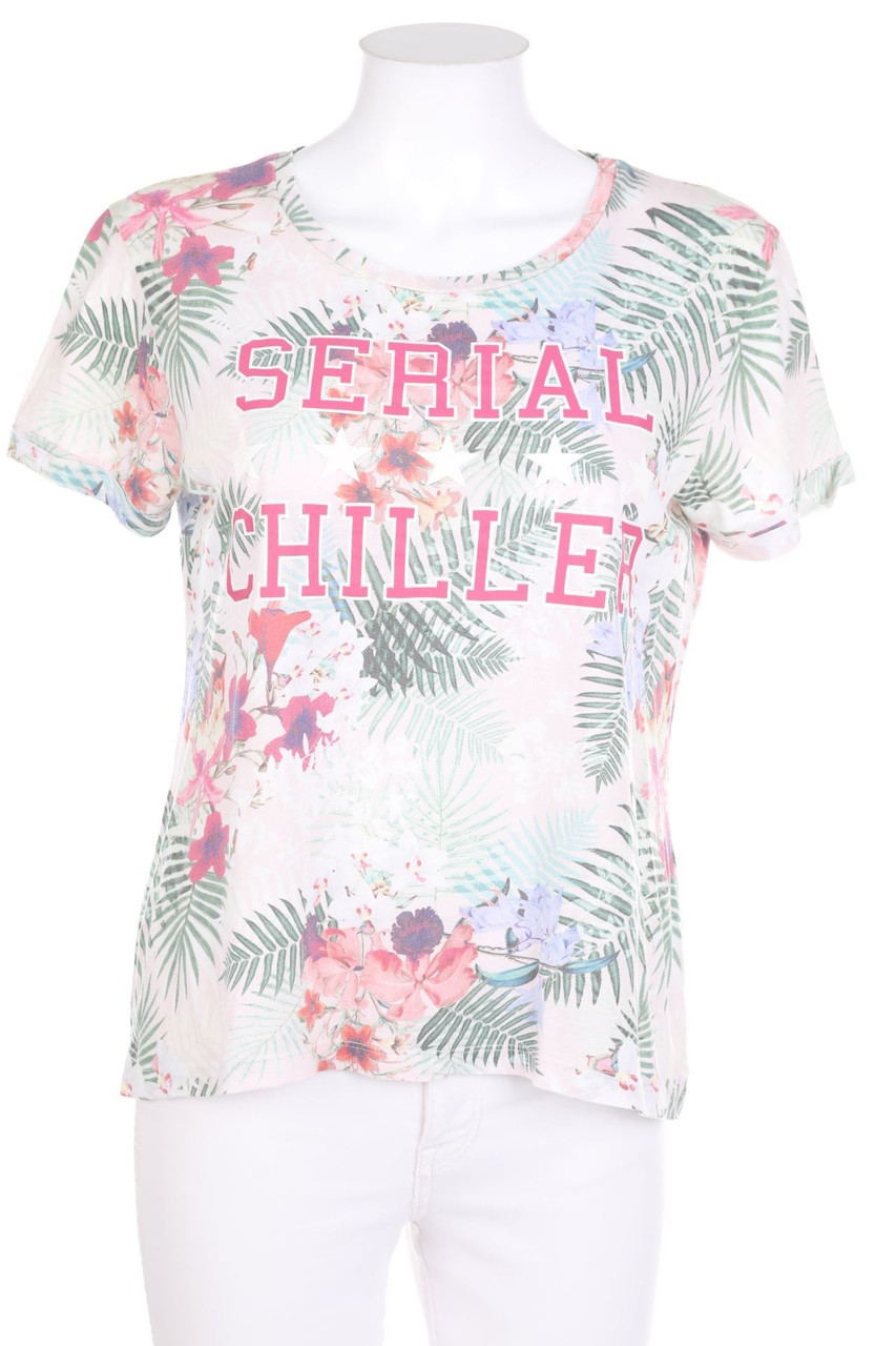 Ohne Label - Kurzarm-Shirt mit Statement-Print - M