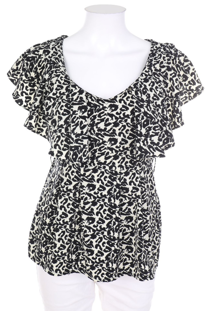 H&M - Volant-Bluse mit Leo-Print - D 36