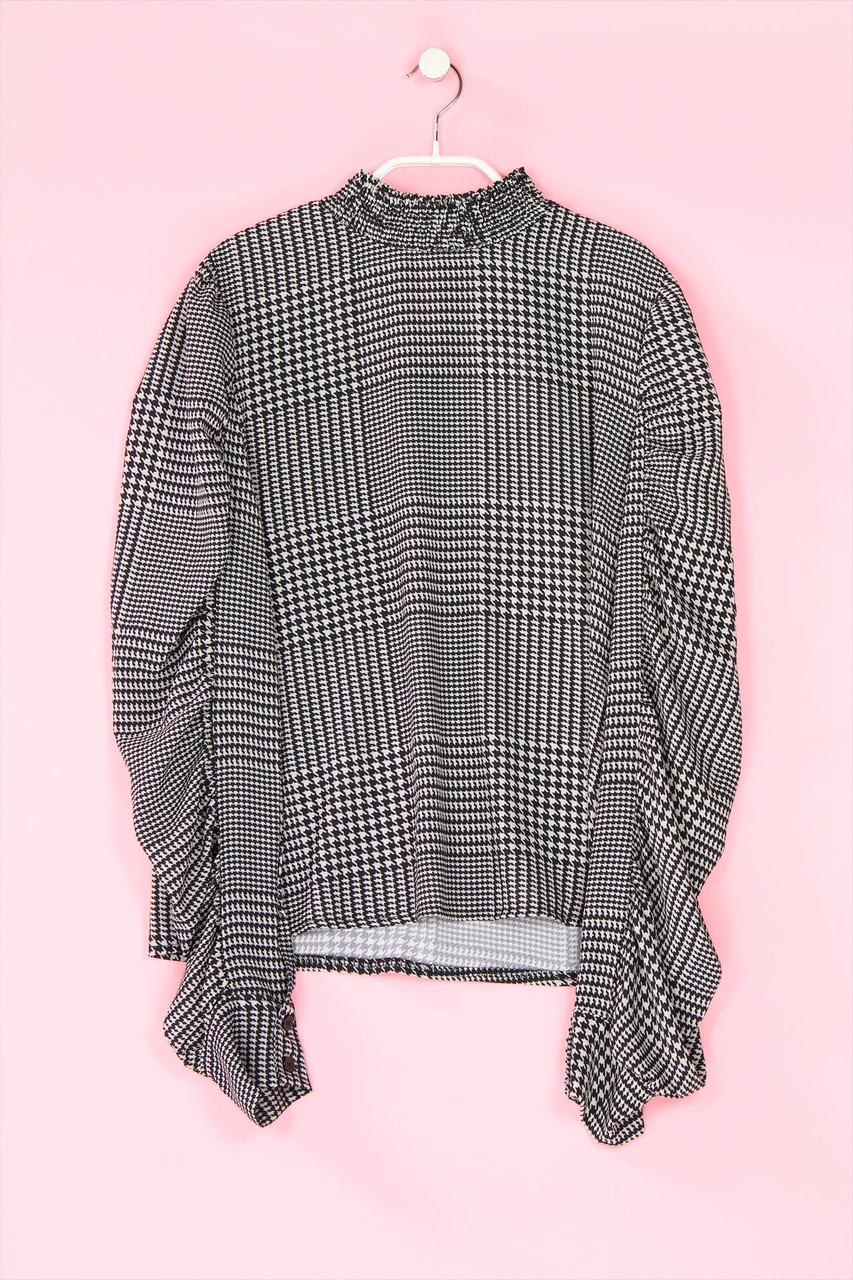 zebra - Muster-Bluse mit Raffungen - S