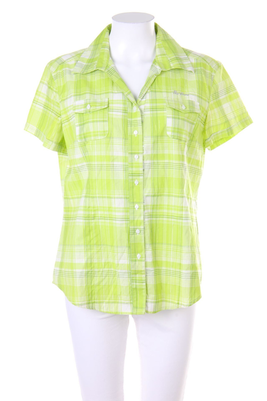 big tramp - Hemd-Bluse mit kurzem Ärmel aus Baumwoll-Mix mit Metallic-Effekt - D 42